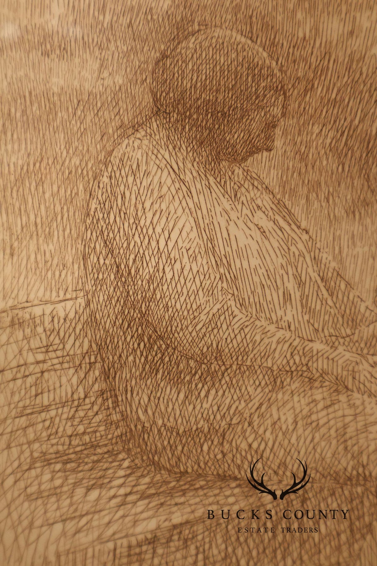 Harold Altman Framed Etching, 'Bench'