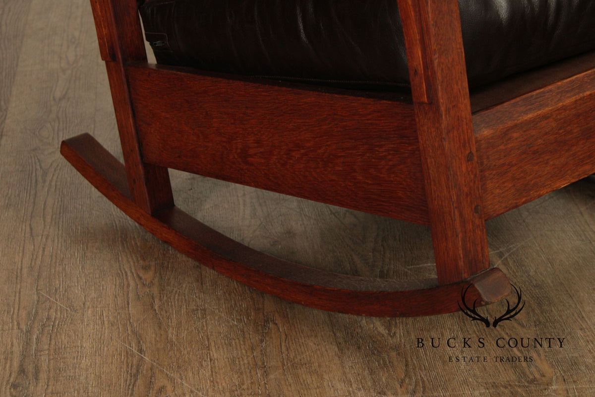 Antique L. & J.G. Stickley Mission Oak Morris Rocker