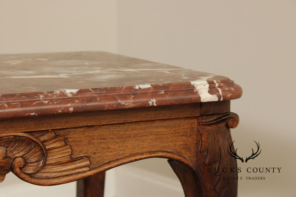 French Louis XV Style Marble Top End Table