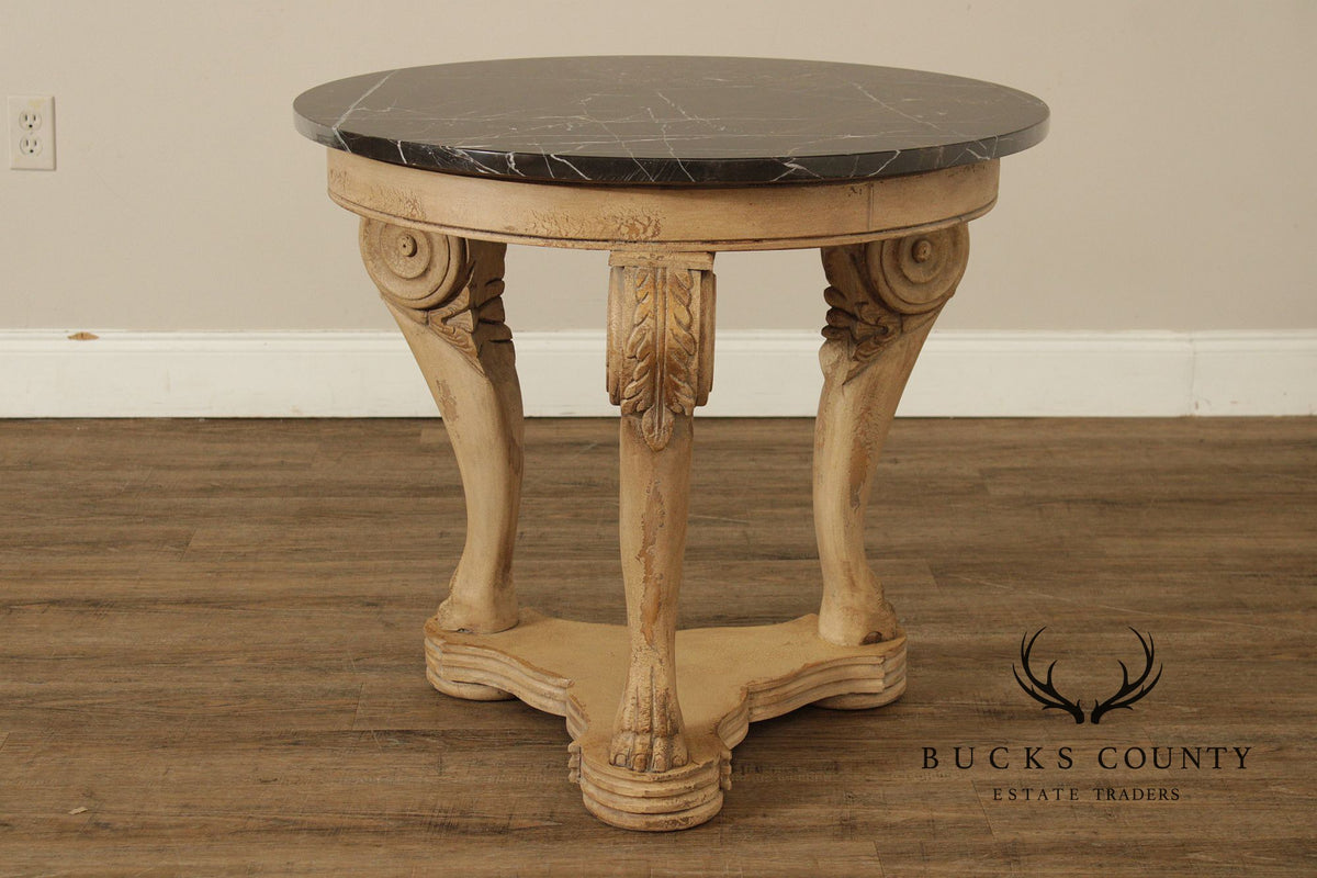 Italian Neoclassical Style Round Marble Top Side Table