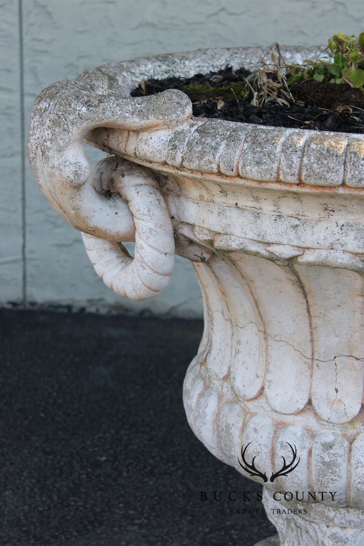 Classical Style Pair of Cast Stone Garden Urns