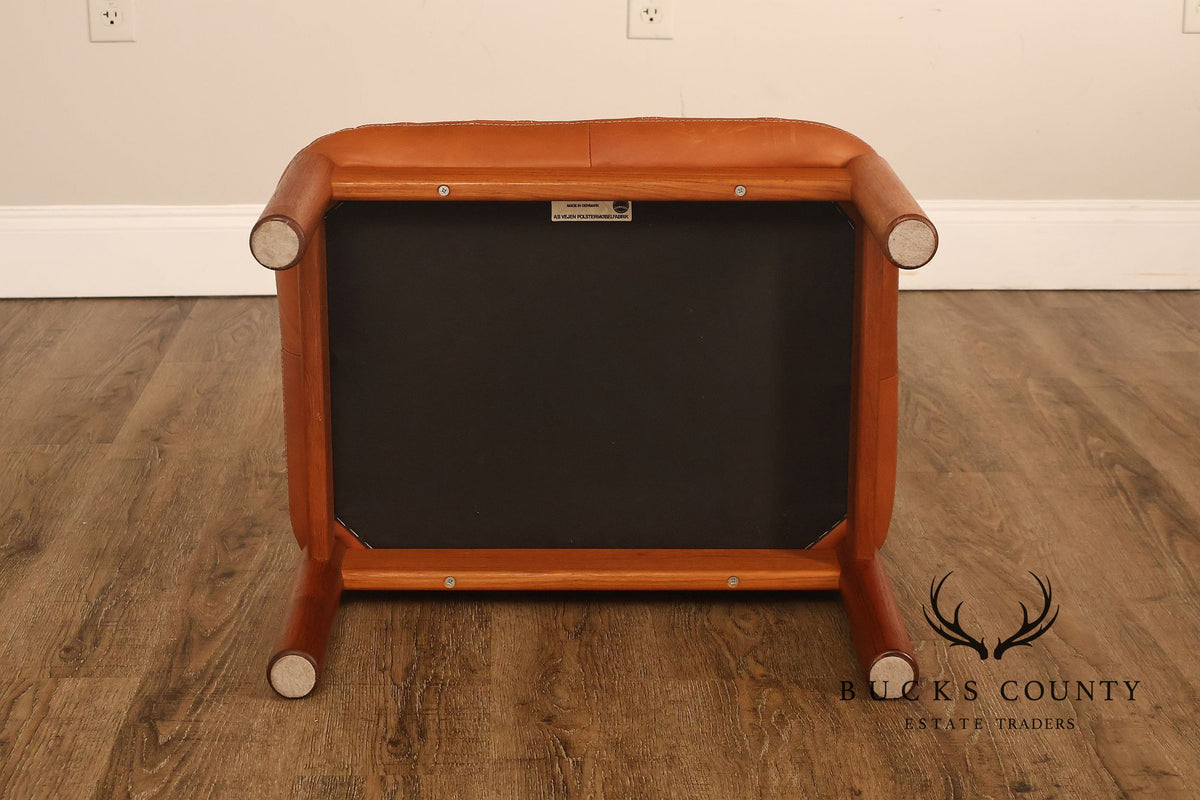 Thams Kvalitet Danish Modern Teak and Leather Ottoman