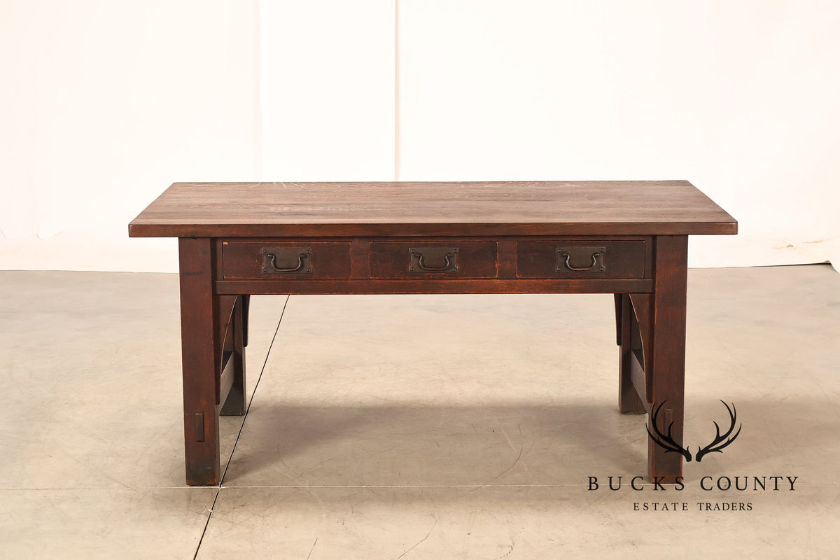 Early Gustav Stickley No. 460 Oak Library Table With Rare  Hardware