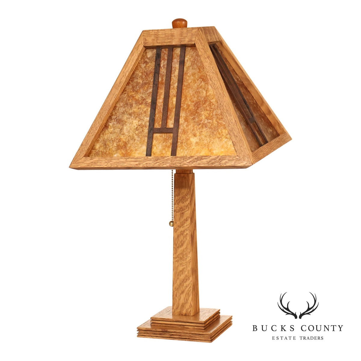 Mission Accomplished Arts And Crafts Style Oak and Mica Desk Lamp