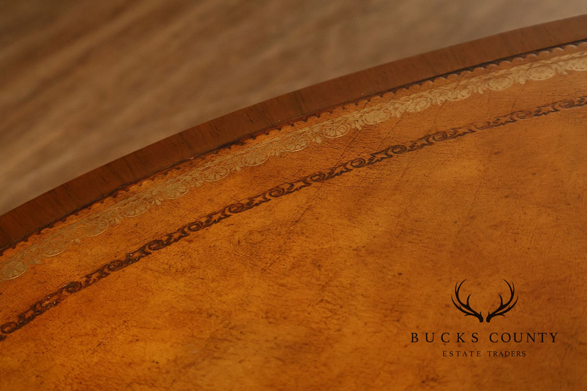 Maitland-Smith Regency Style Oval Leather Top Writing Table