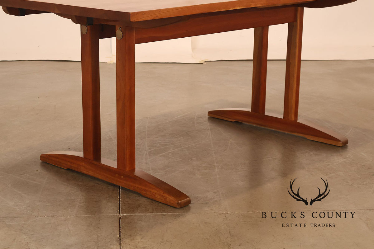 Stickley Cherry Double Pedestal Extension Dining Table With Two Leaves