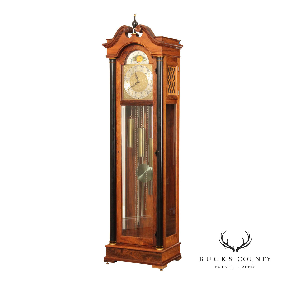 Colonial Mfg. Co. Five Tube Rosewood Case Grandfather Clock