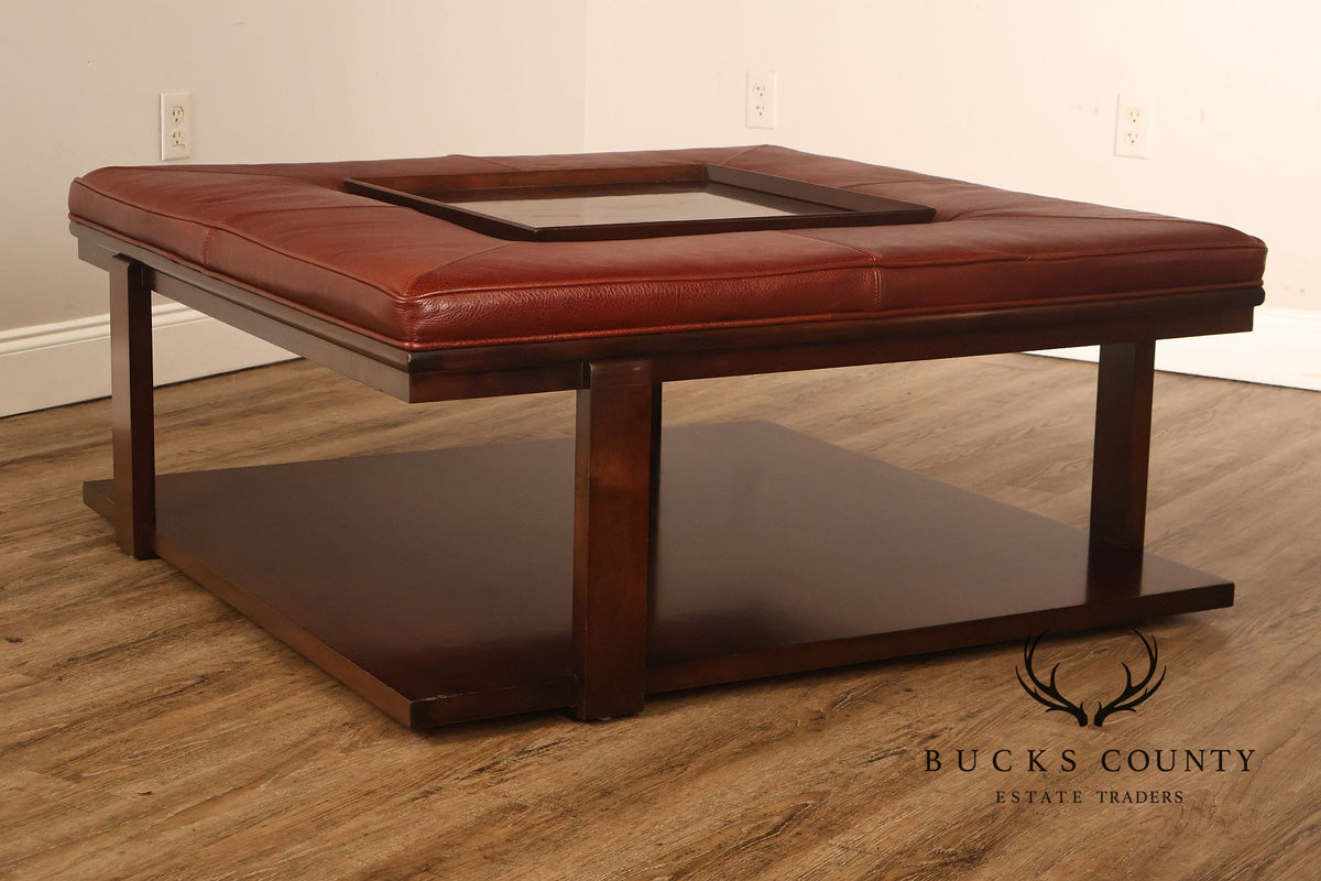 CTH Sherrill Occasional Leather Two-Tier Coffee Table