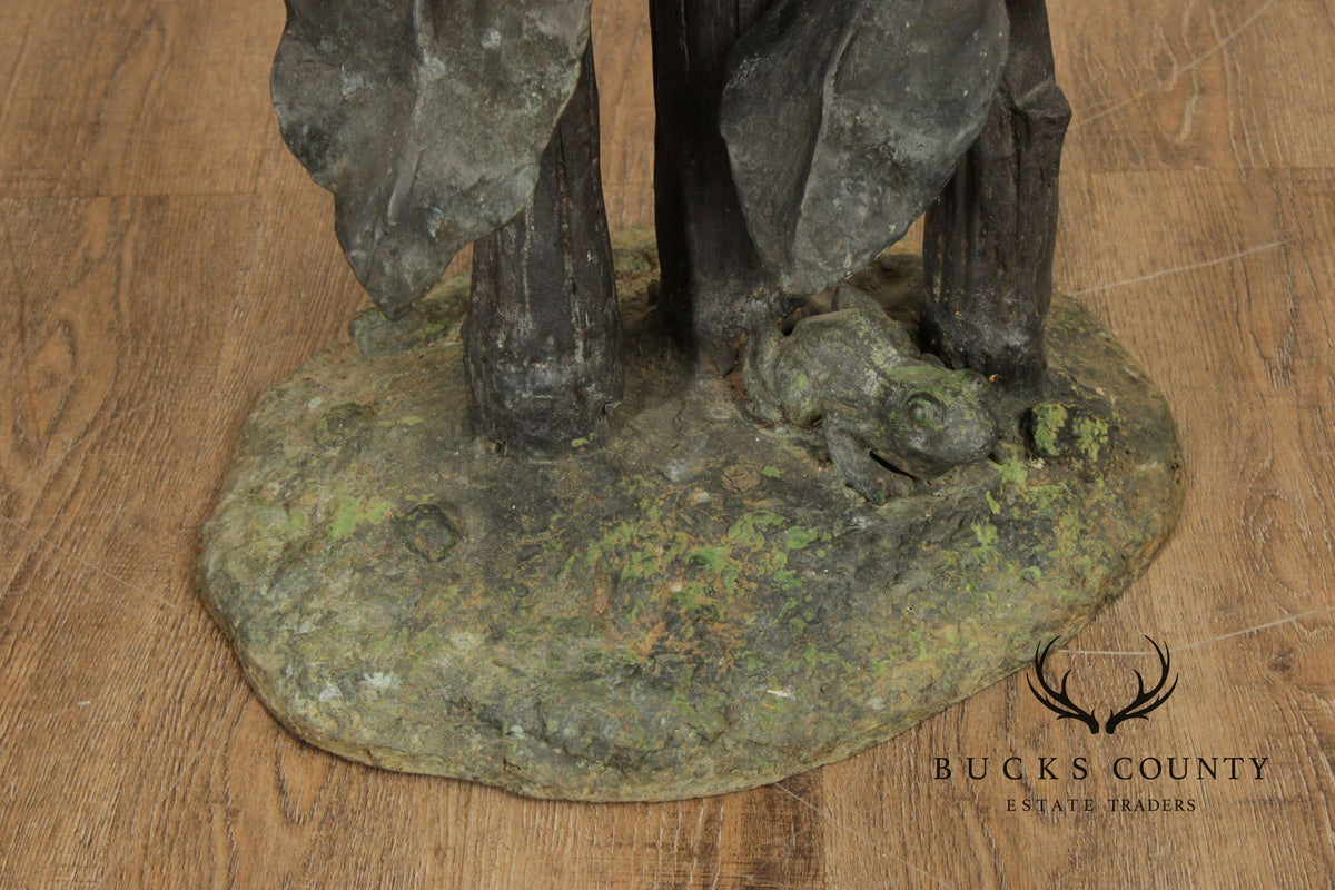 Large Bronze Garden Statue, 'Flute Player'