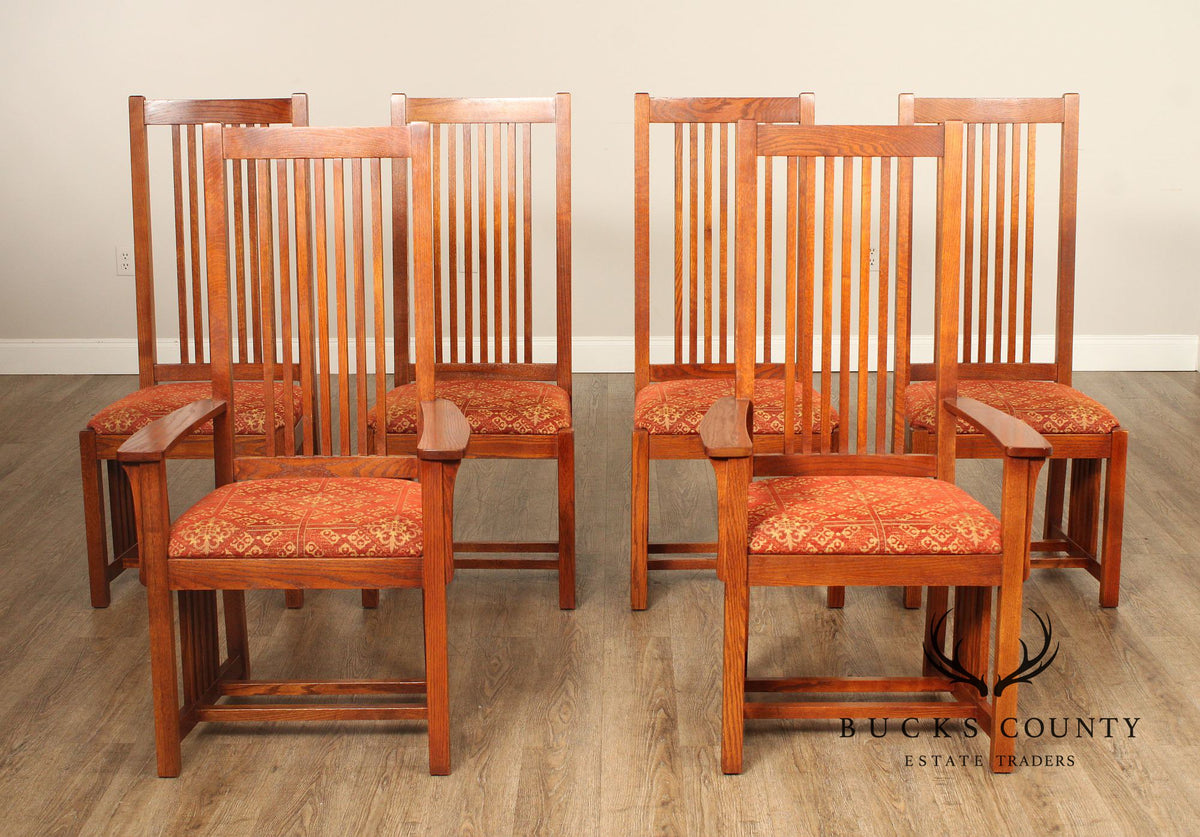 The Michaels Company  Mission Style Set Of Six Oak Spindle Dining Chairs