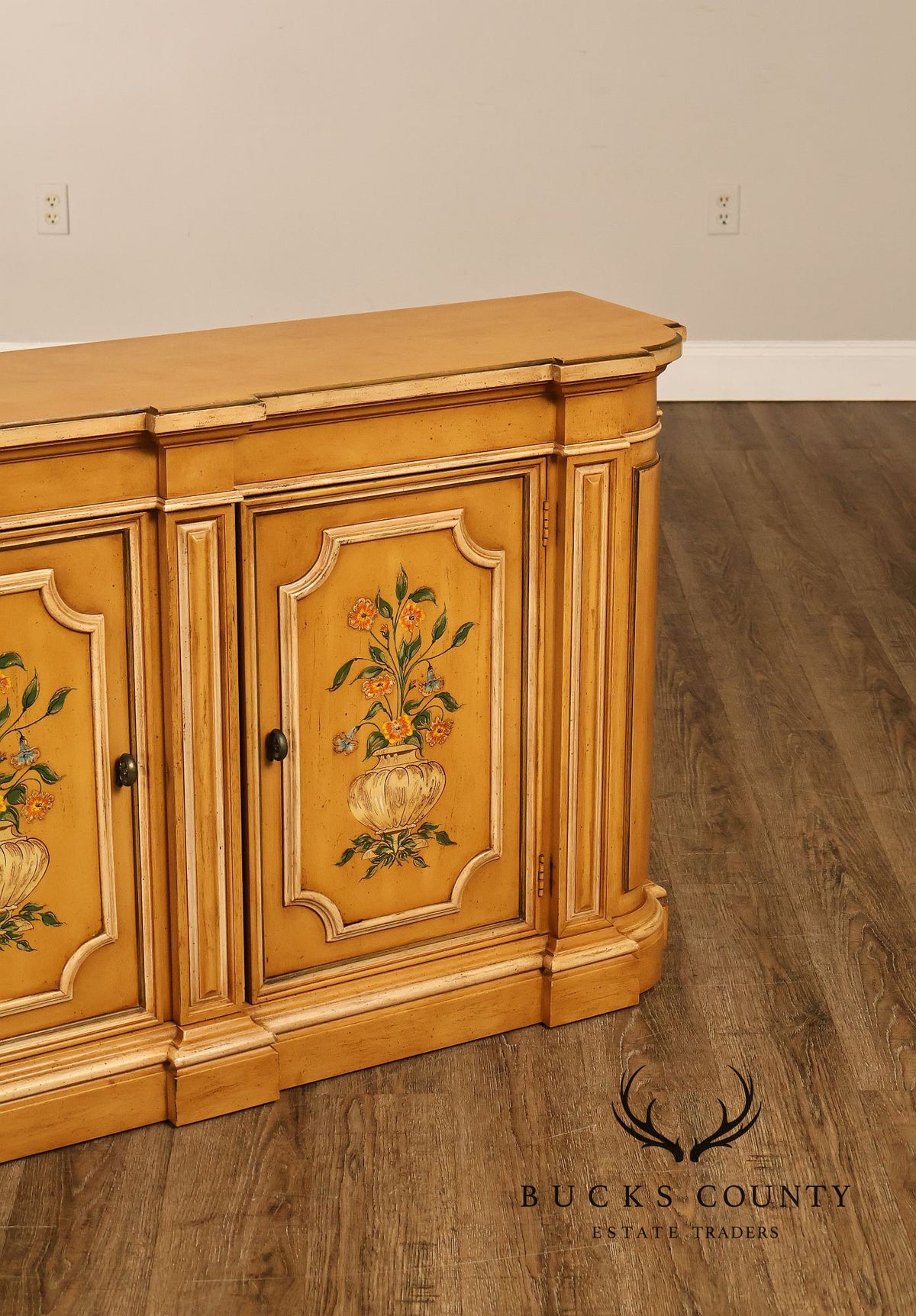 Italian Style Floral Painted Two-Door Sideboard