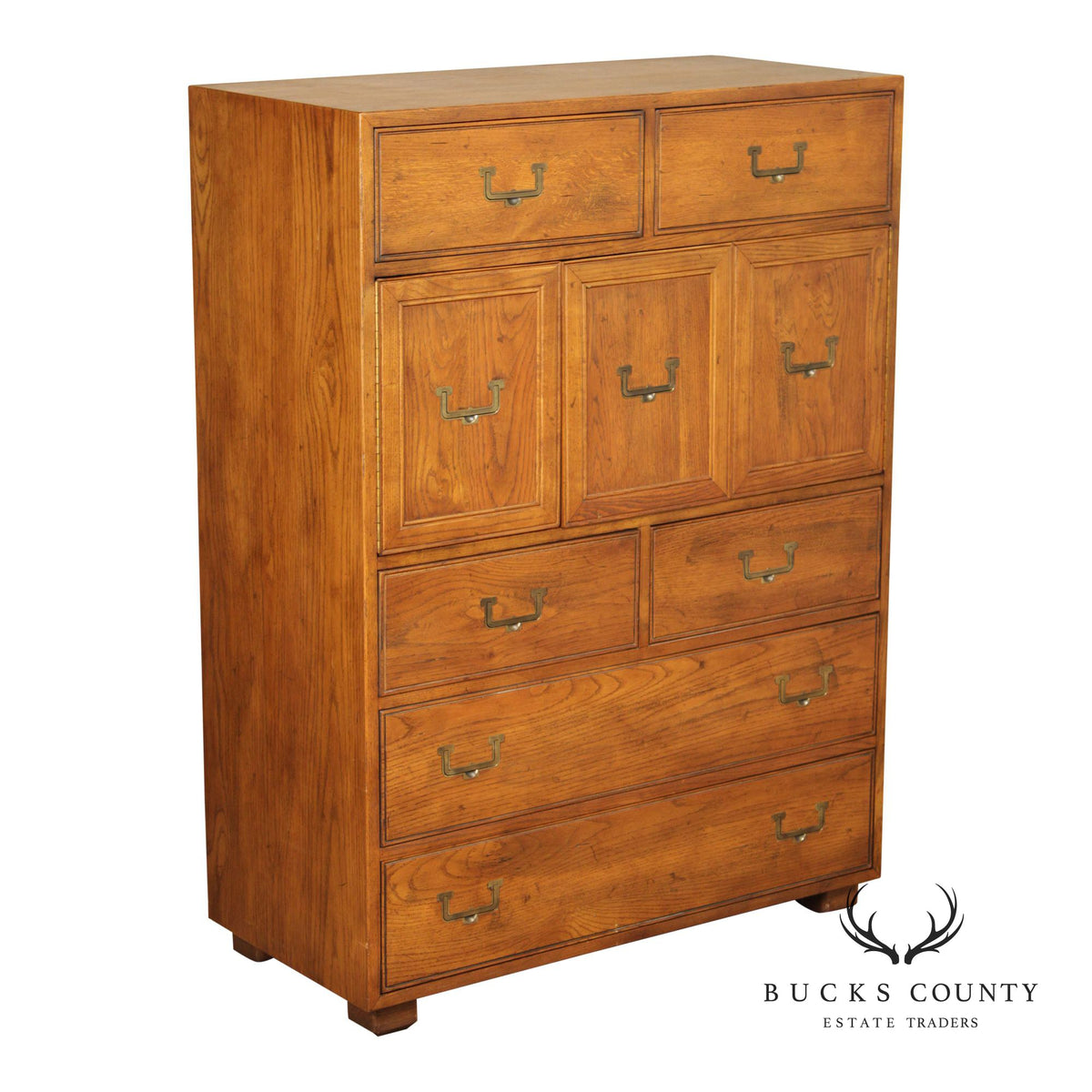 Henredon Artefacts Campaign Style Oak Tall Chest