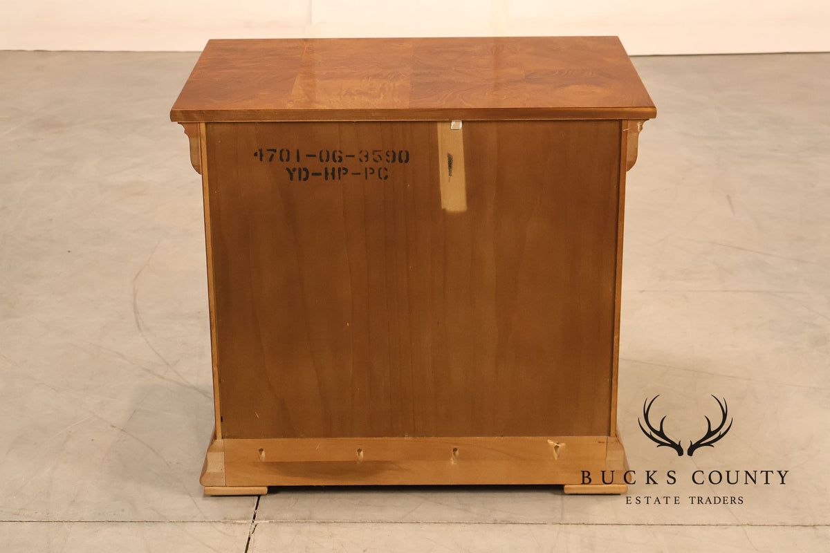 Henredon 'Charles X' Pair of  Burlwood Nightstands