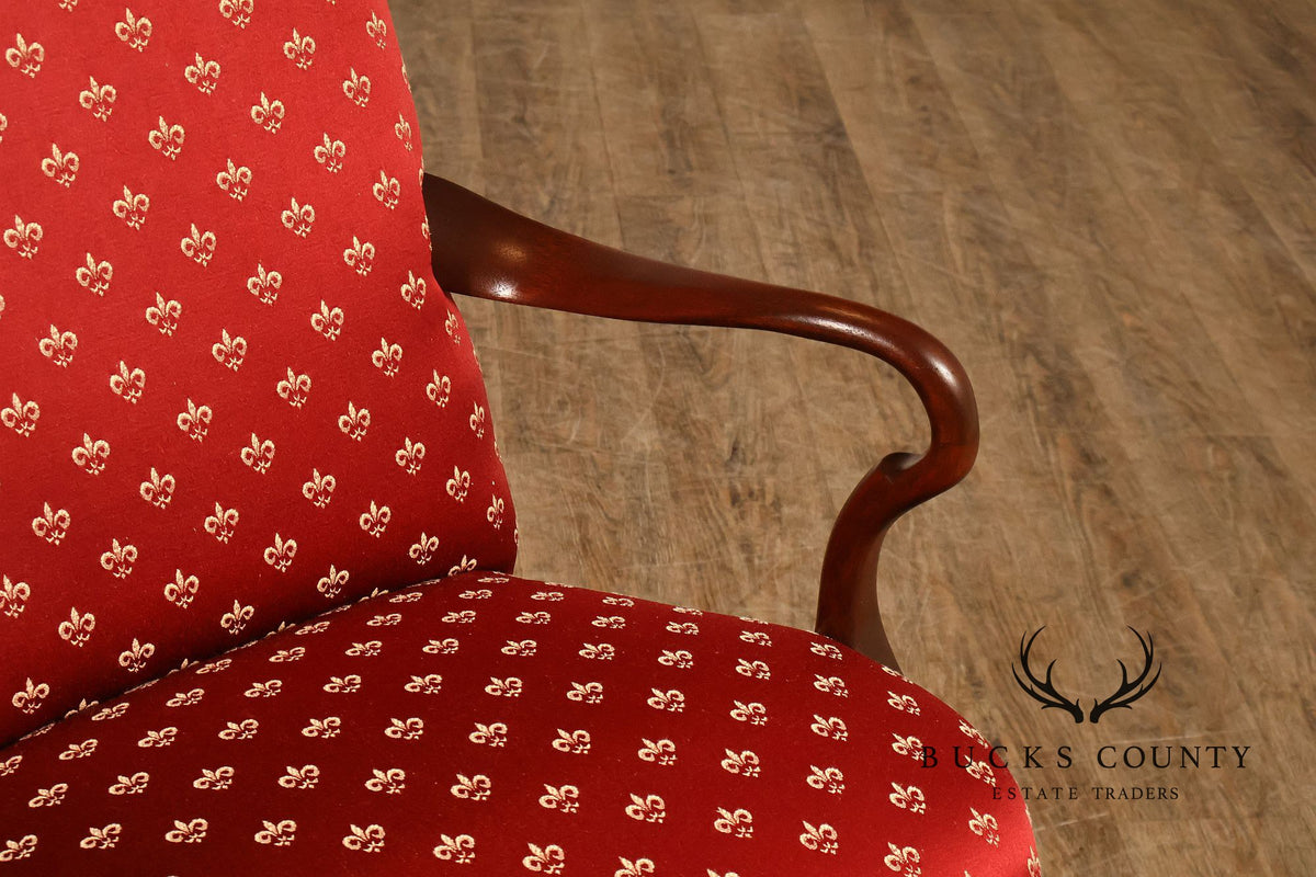 Queen Anne Style Mahogany Library Armchair