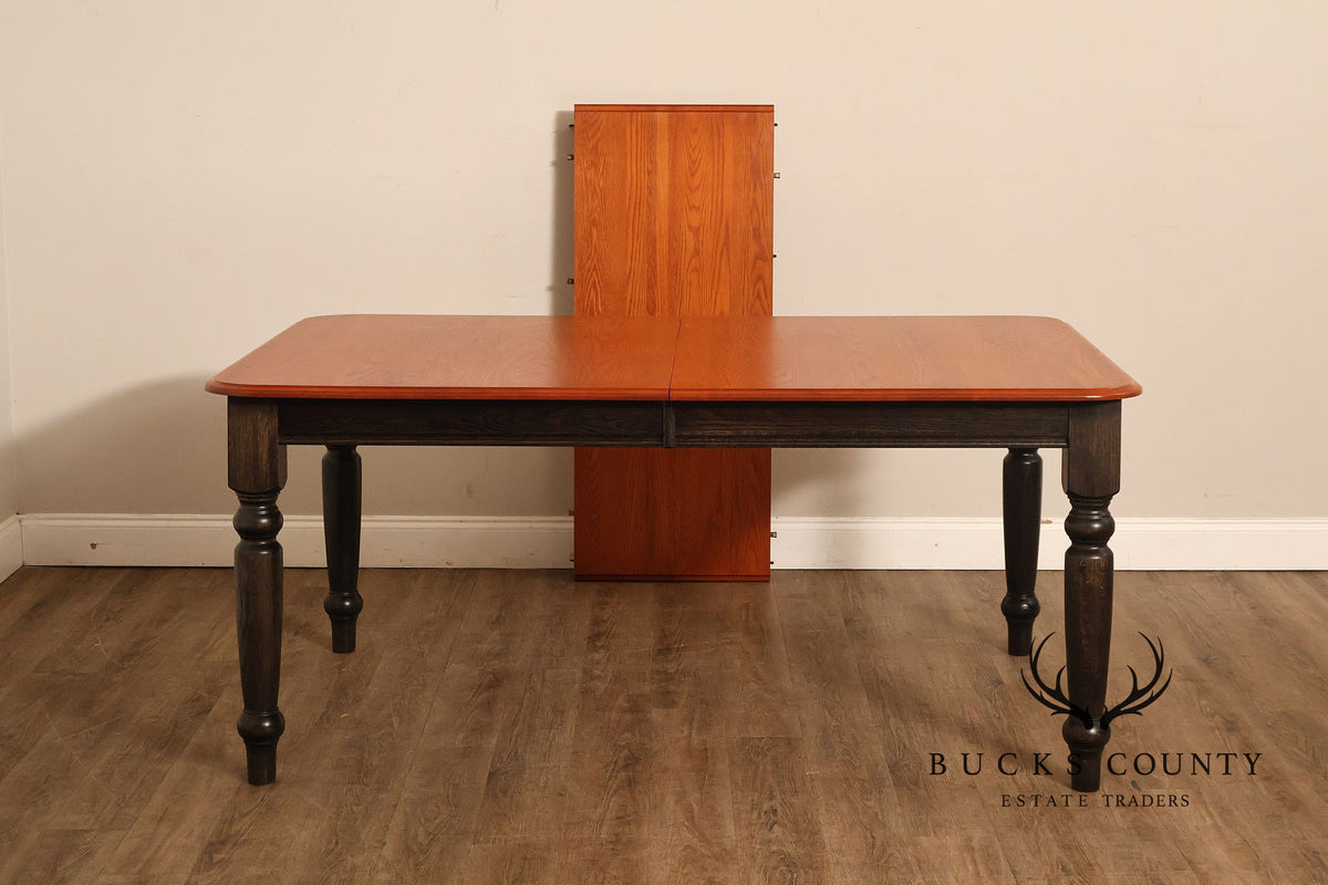 Farmhouse Style Oak Expandable Dining Table
