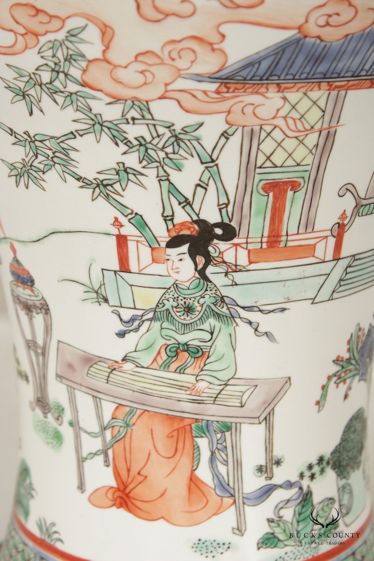 Chinese Enameled Porcelain Vasiform Table Lamp