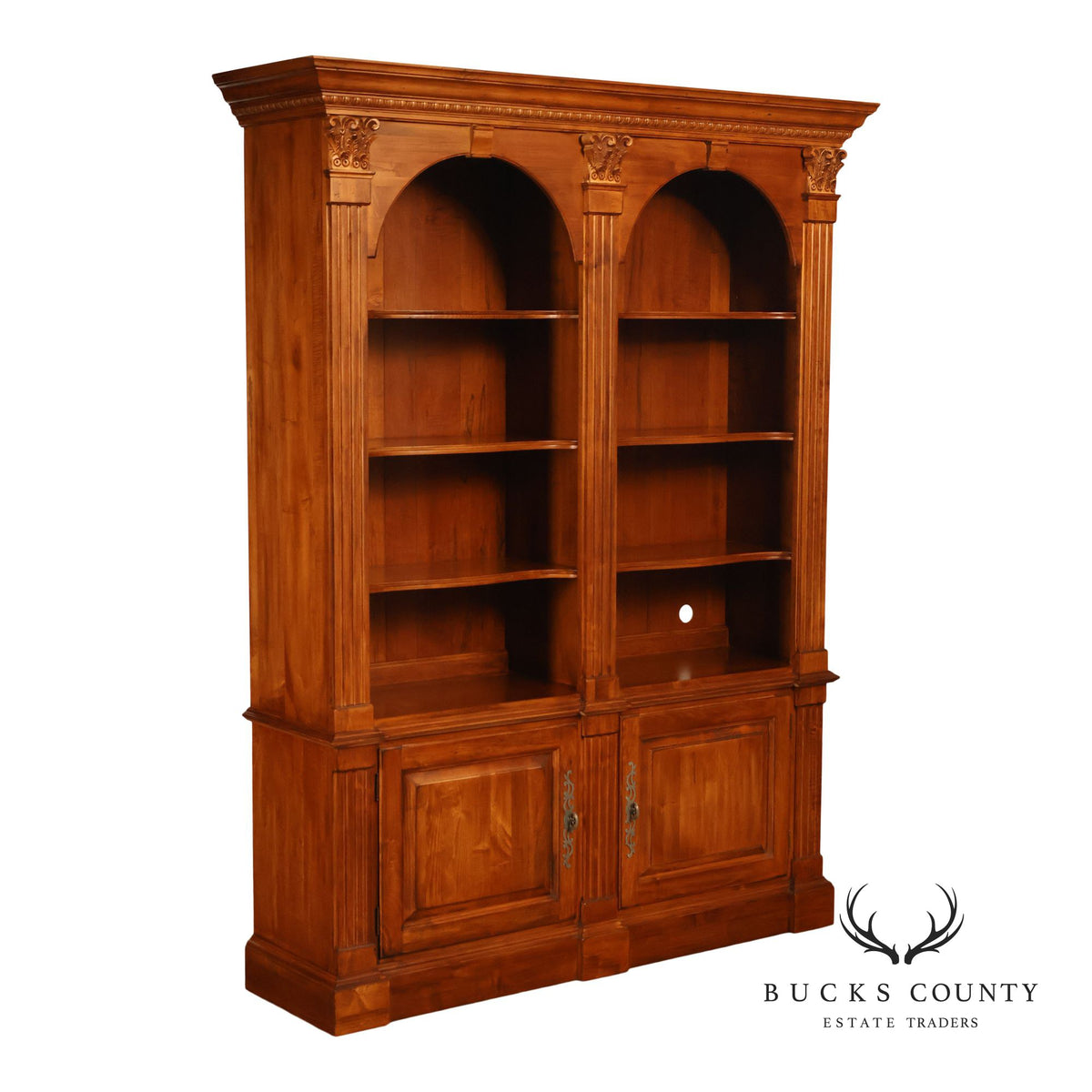 Ethan Allen 'Legacy' Maple Open Carved Library Bookcase