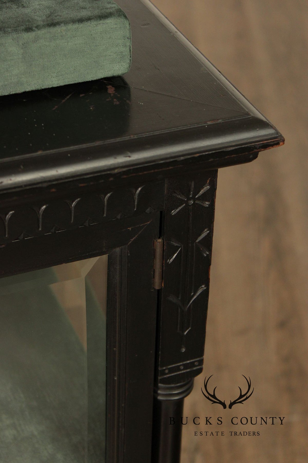 Antique Aesthetic Ebonized Jewelers Display Cabinet