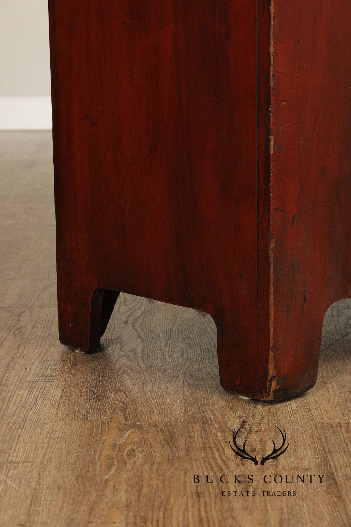 Antique Primitive Red Painted Single Door Cupboard