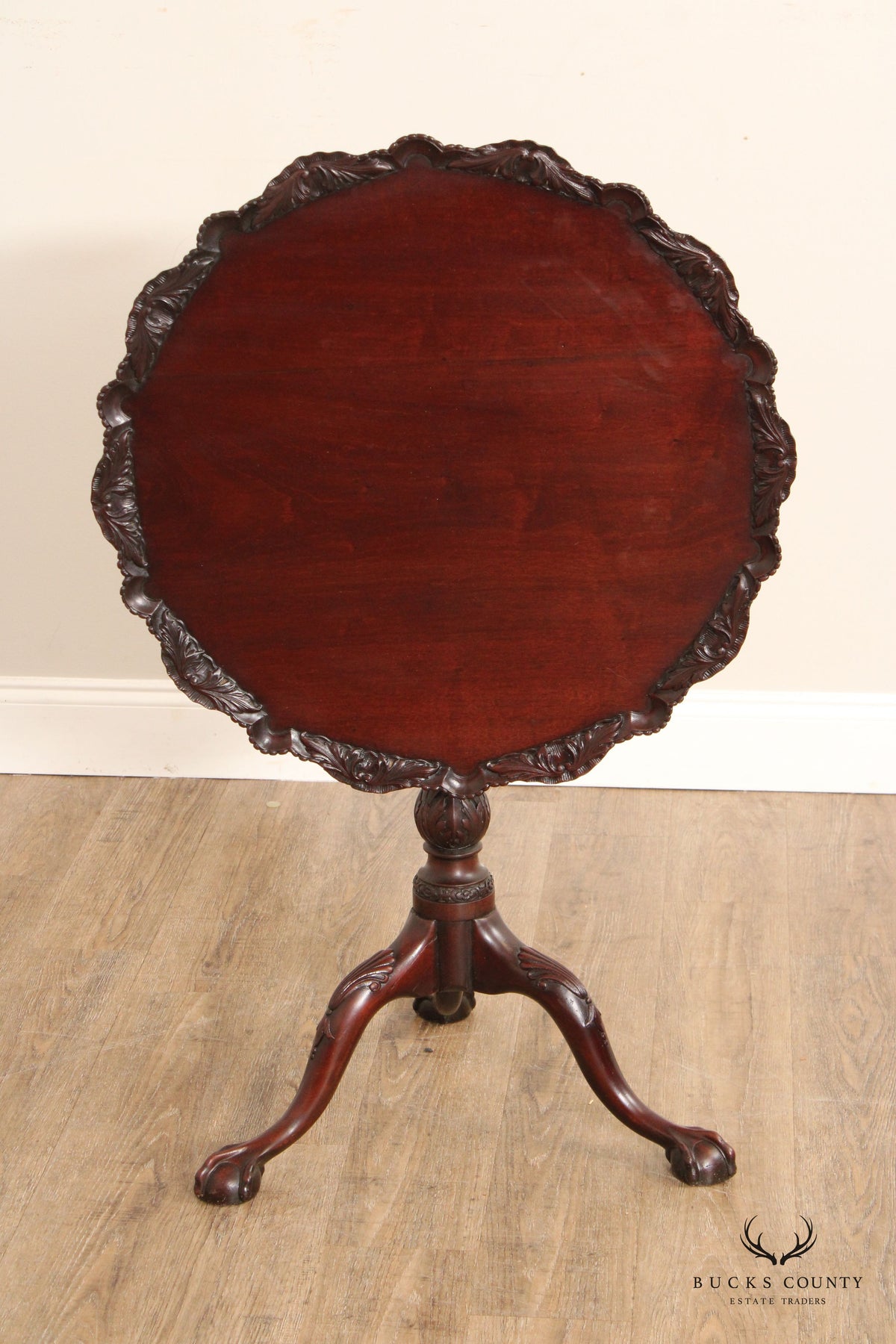Chippendale Carved Mahogany Tilt Top Pedestal Table