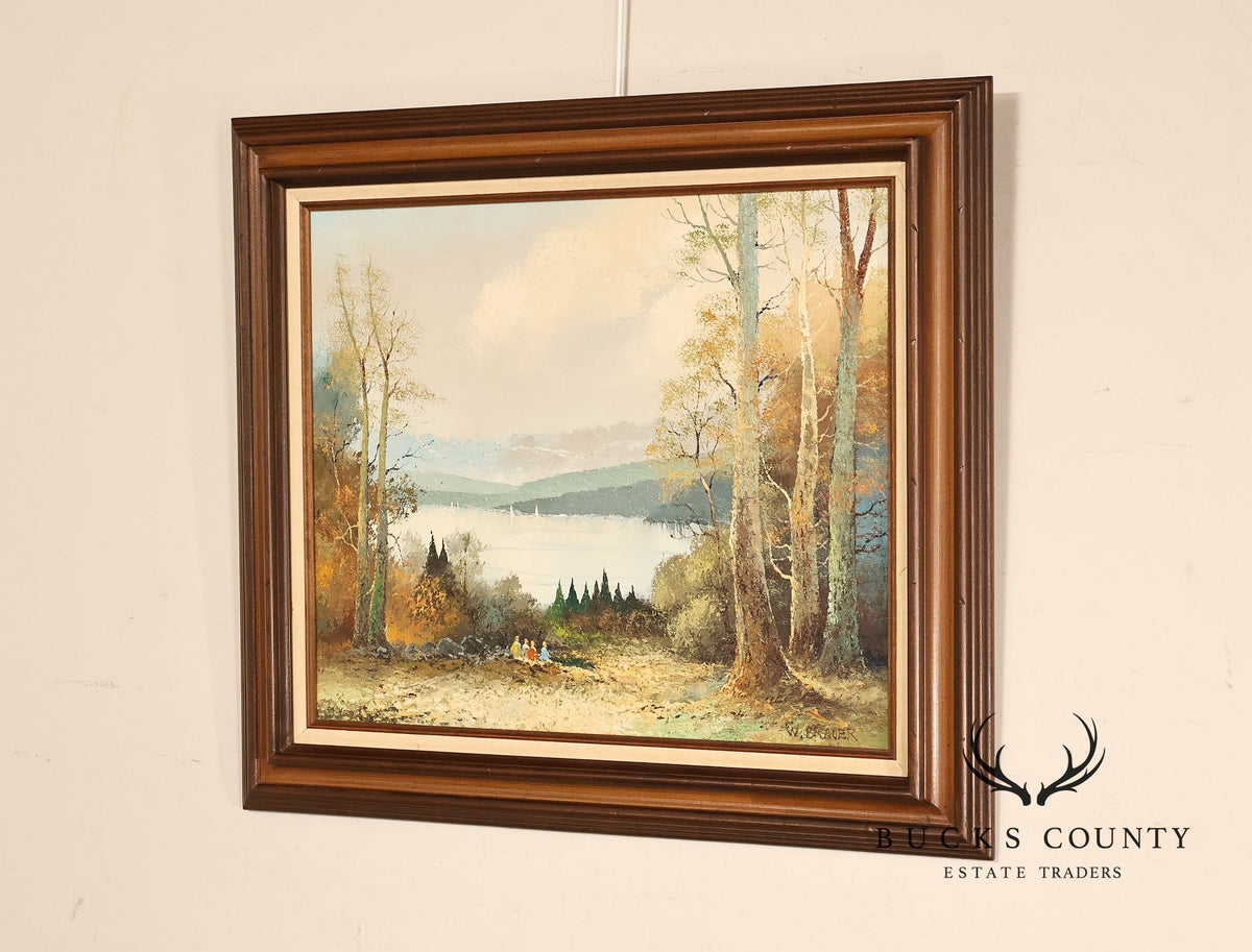 Wilhelm Brauer Framed Landscape Painting, Alpine Lake