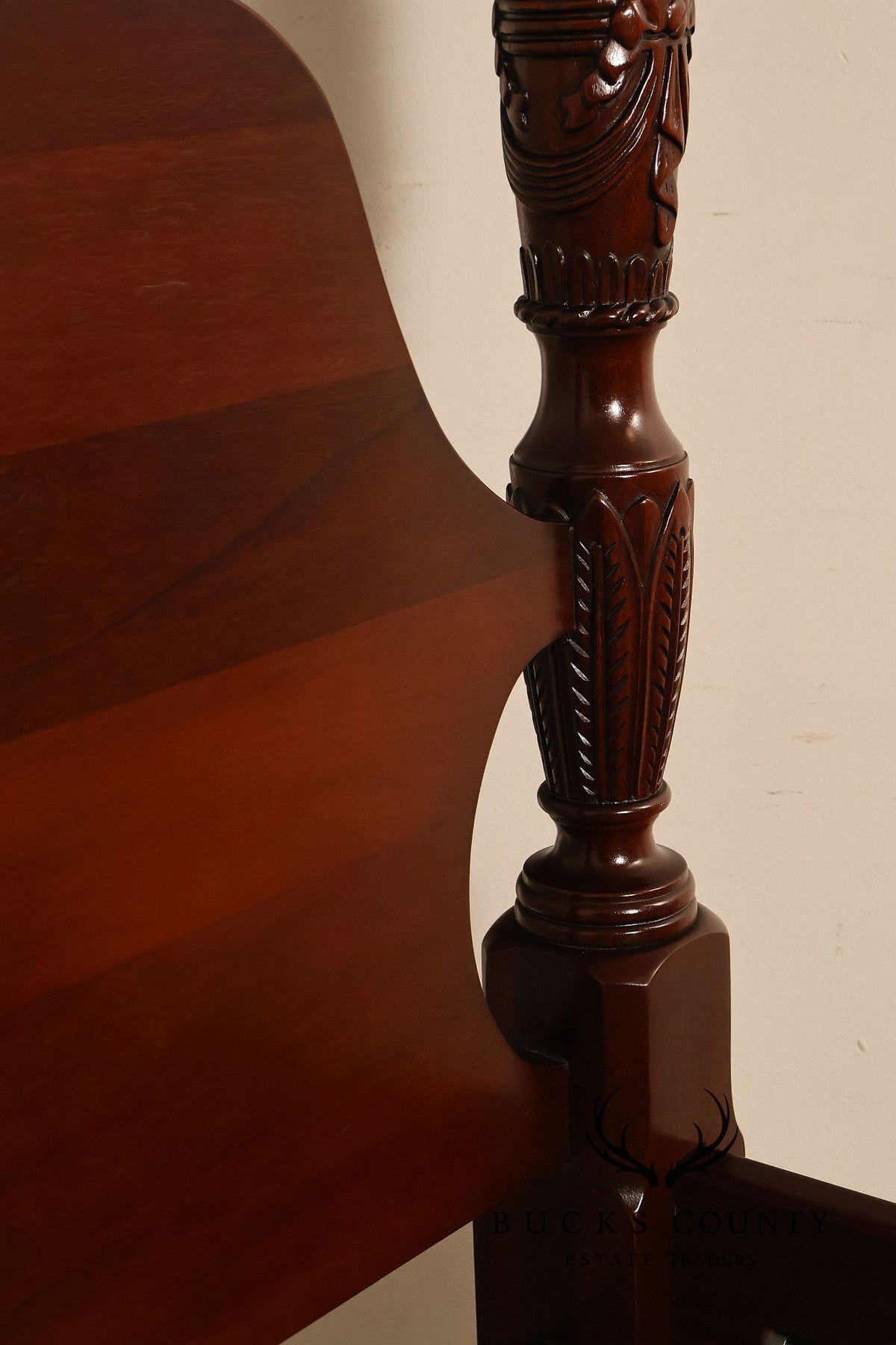 Lexington Queen Size Solid Mahogany Rice Carved Poster Bed