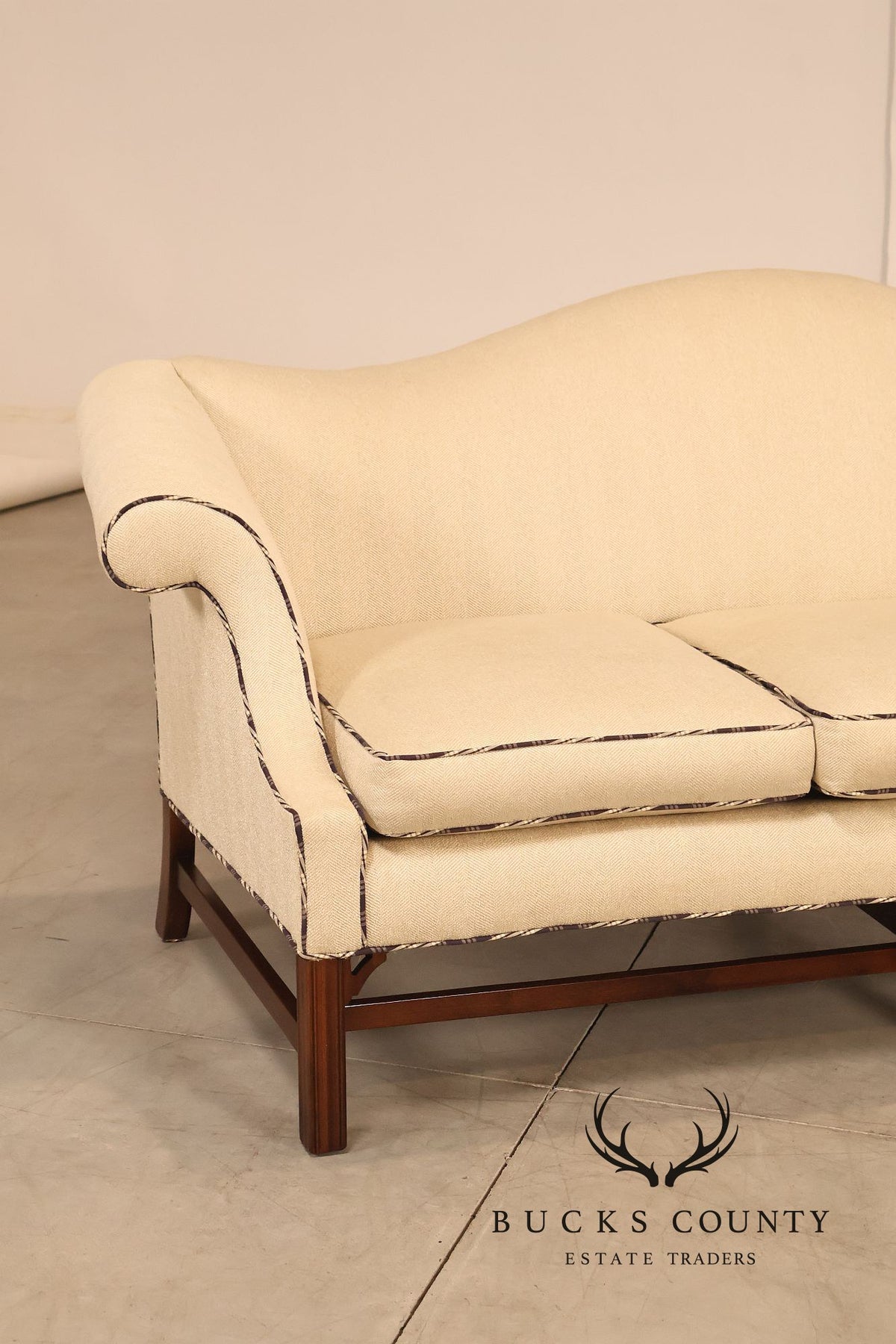 Ethan Allen Vintage Chippendale Style Upholstered Sofa