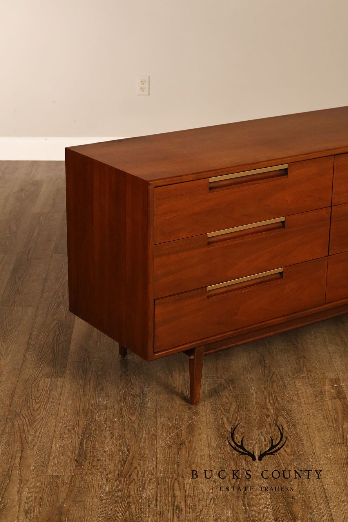 Mid Century Modern Walnut Double Dresser