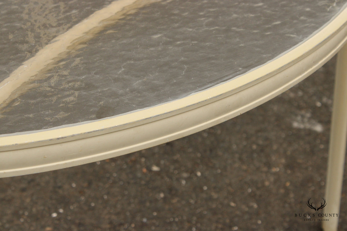 Mid Century Modern Round Aluminum Glass Top Patio Dining Table