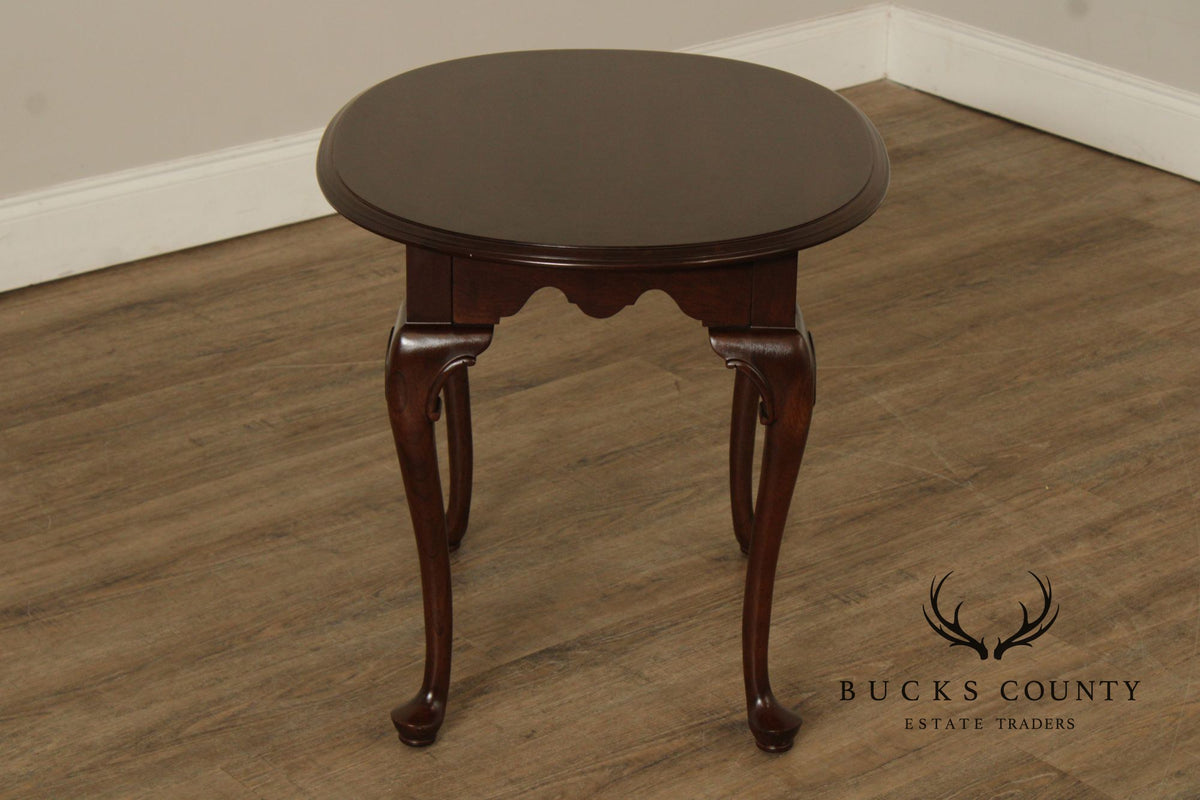 Ethan Allen 'Georgian Court' Queen Anne Style Carved Cherry End Table