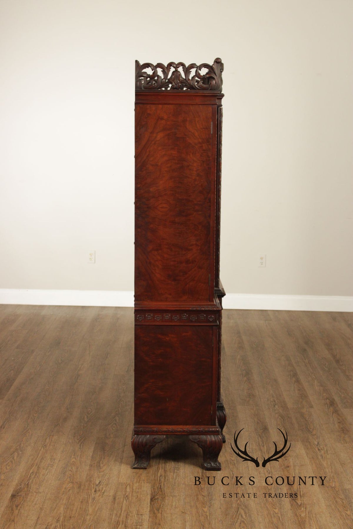 Georgian Style Hand Painted Mahogany Breakfront Cabinet