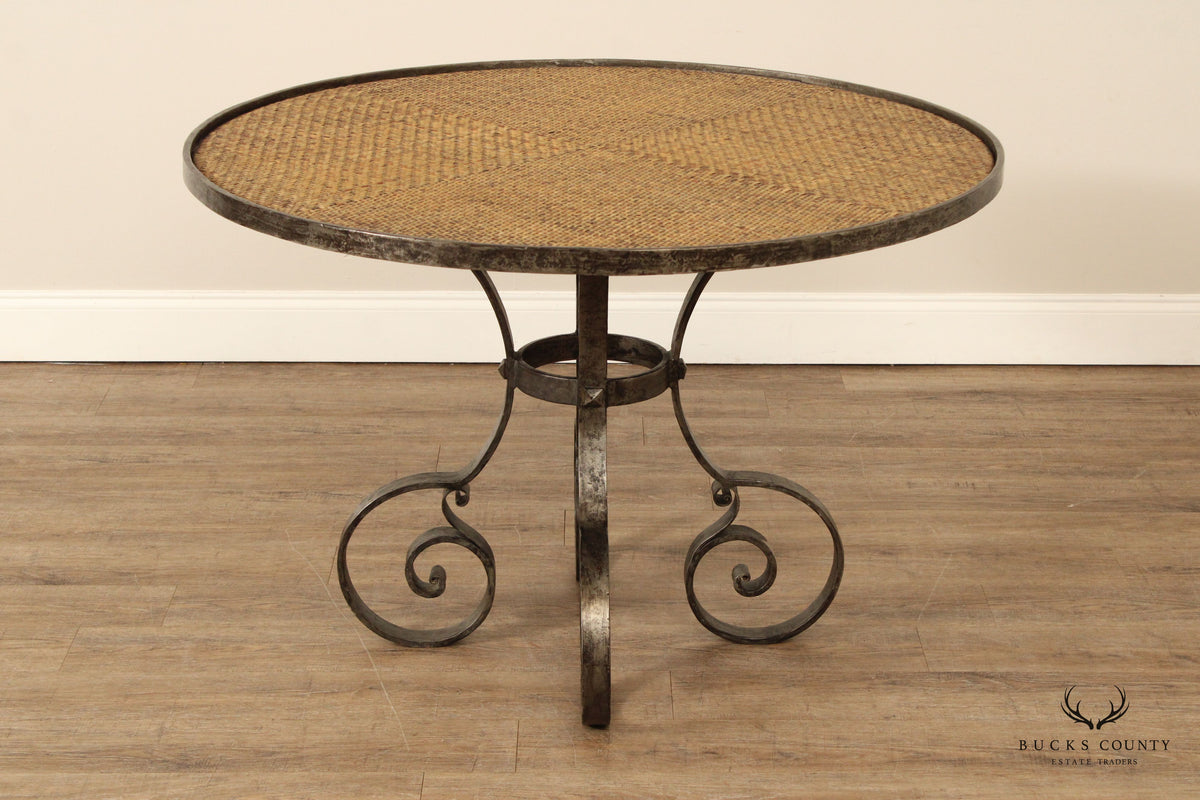 Biedermeier Style Forged Iron Base Round Dining Table