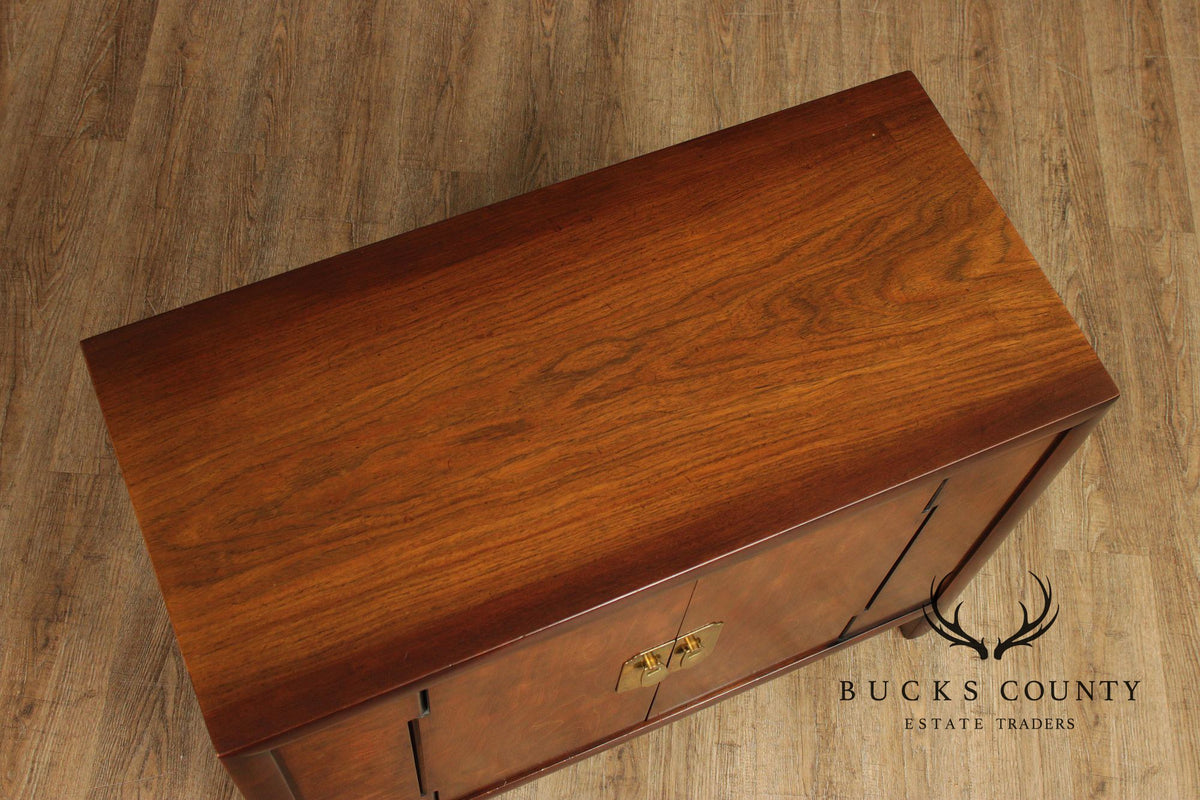 Henredon Asian Style Pair of Walnut Storage Cupboards