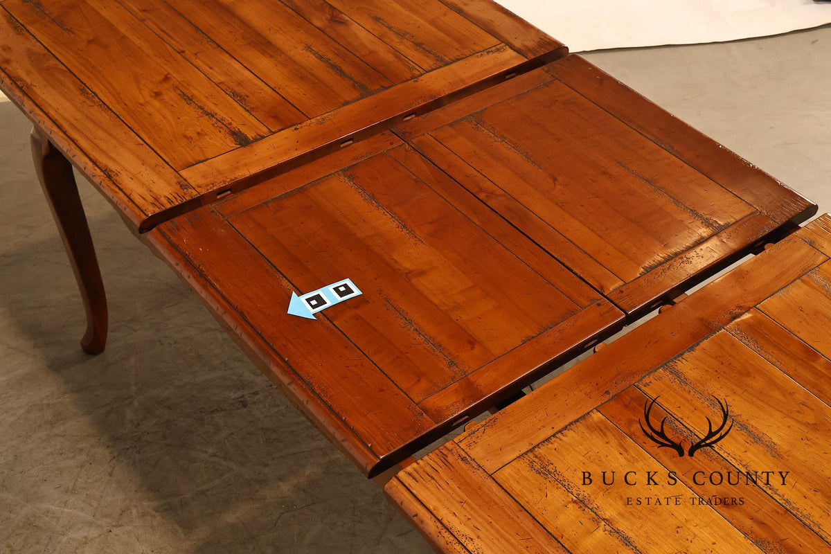 French Provincial Style Distressed Wood Extendable Dining Table