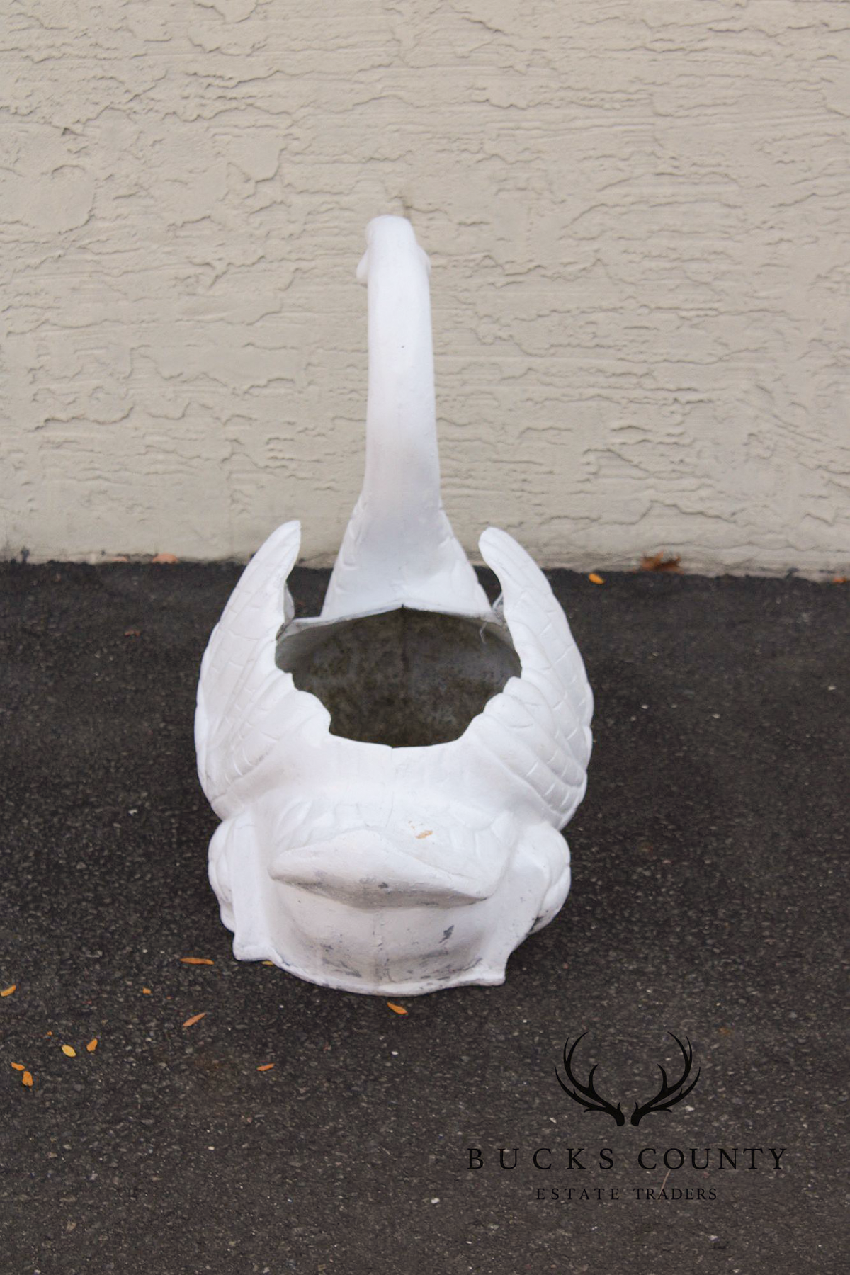 Vintage Cast Metal Swan Garden Planter