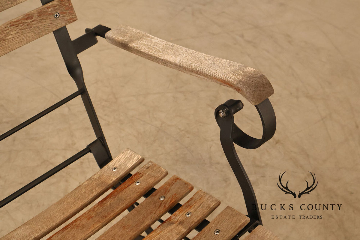 French Style Teak and Wrought Iron Five-Piece Bistro Set