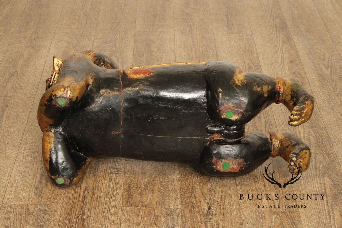Vintage Thai Giltwood Temple Figure Stool