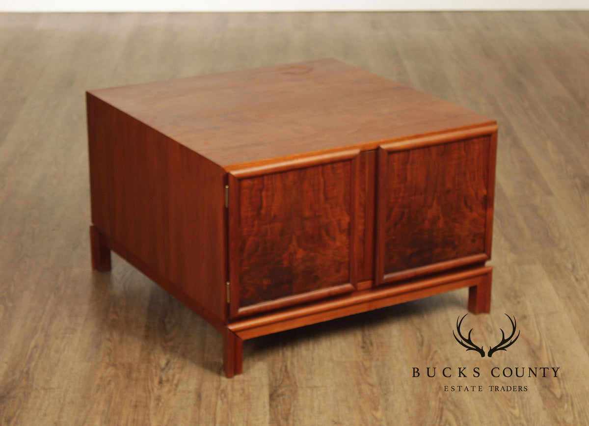 Brown Saltman Mid-Century Modern Walnut Cube Cabinet Coffee Table