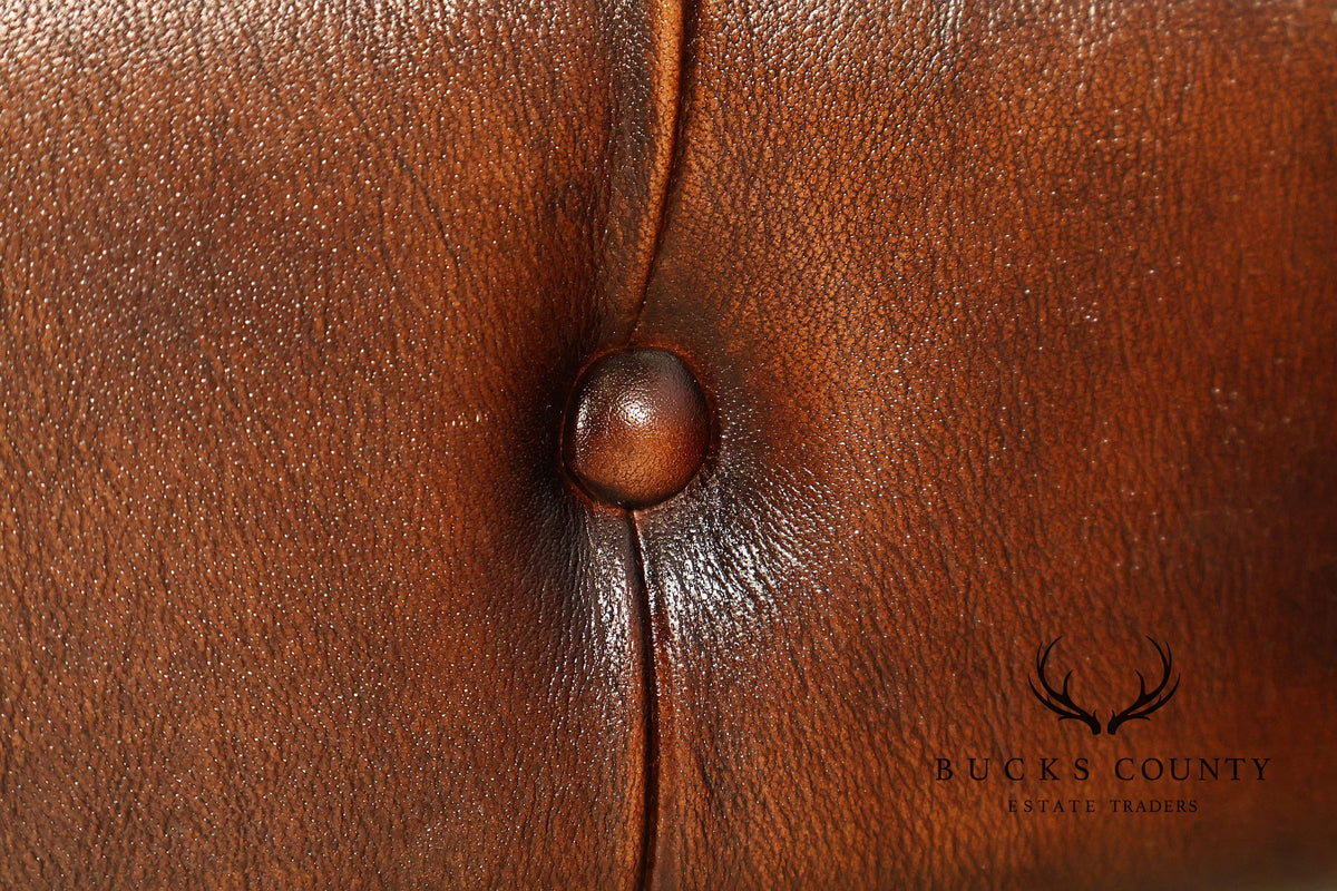 Chesterfield Style Brown Leather Sofa