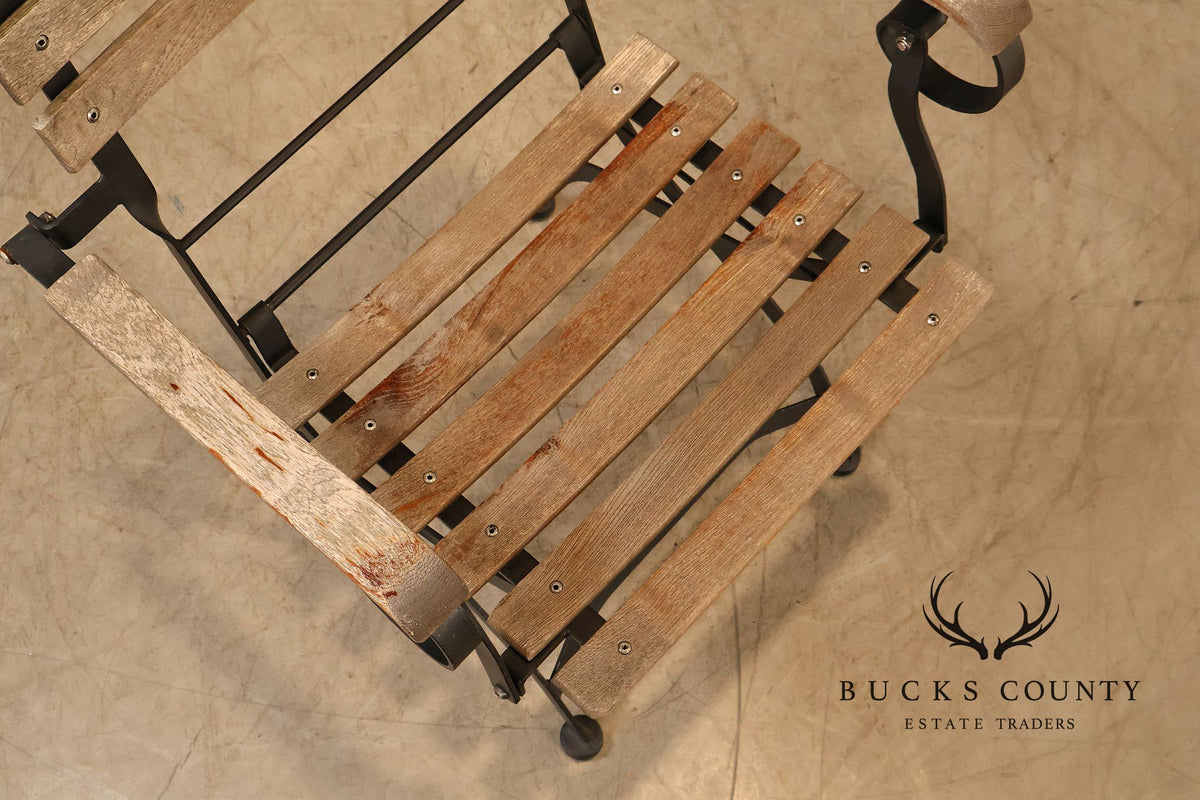 French Style Teak and Wrought Iron Five-Piece Bistro Set