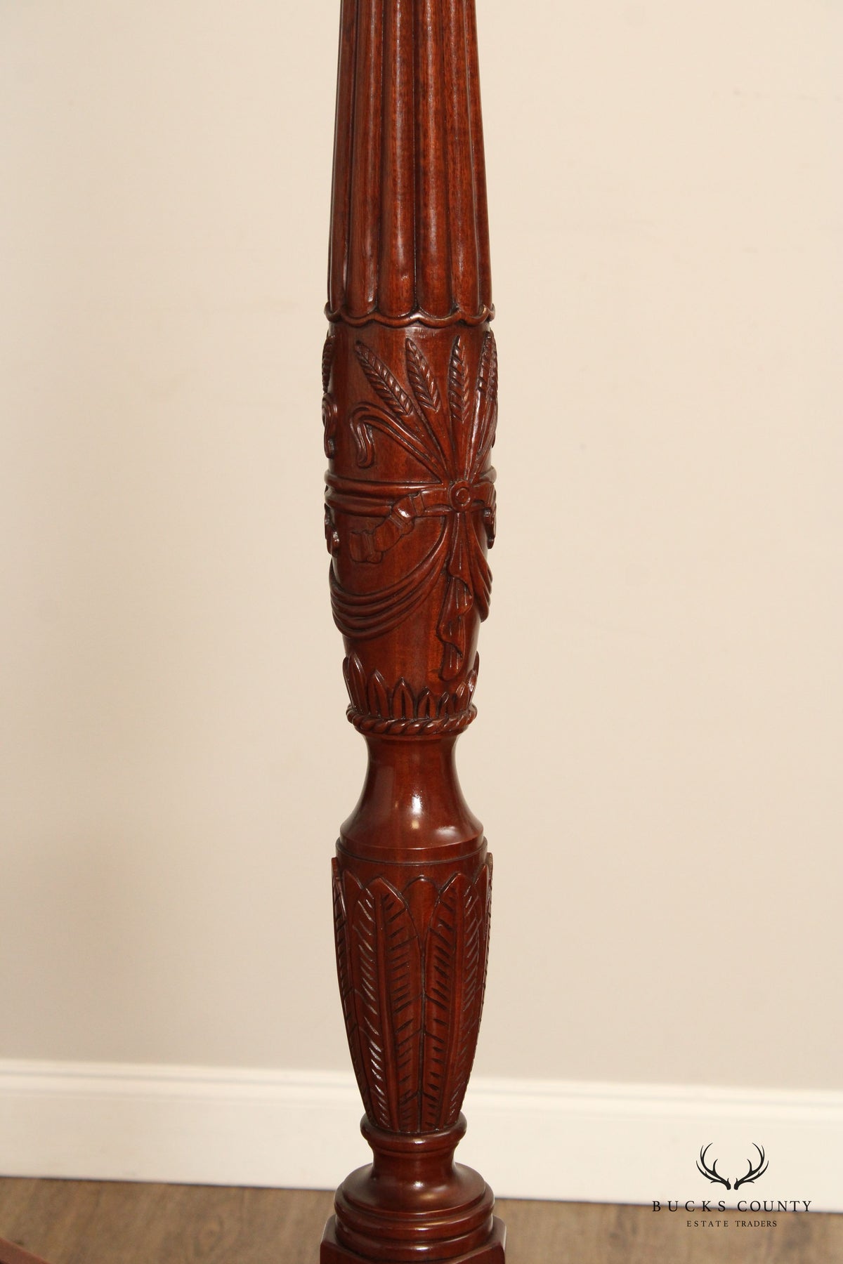 Councill Craftsmen Mahogany Rice Carved Queen Size Canopy Bed