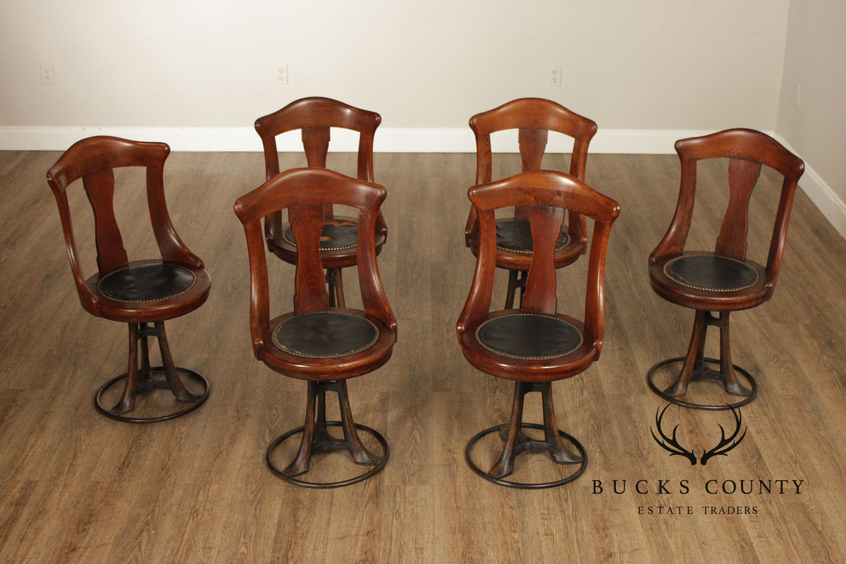 Antique Ship’s Table With Set Of Six Ship Chairs