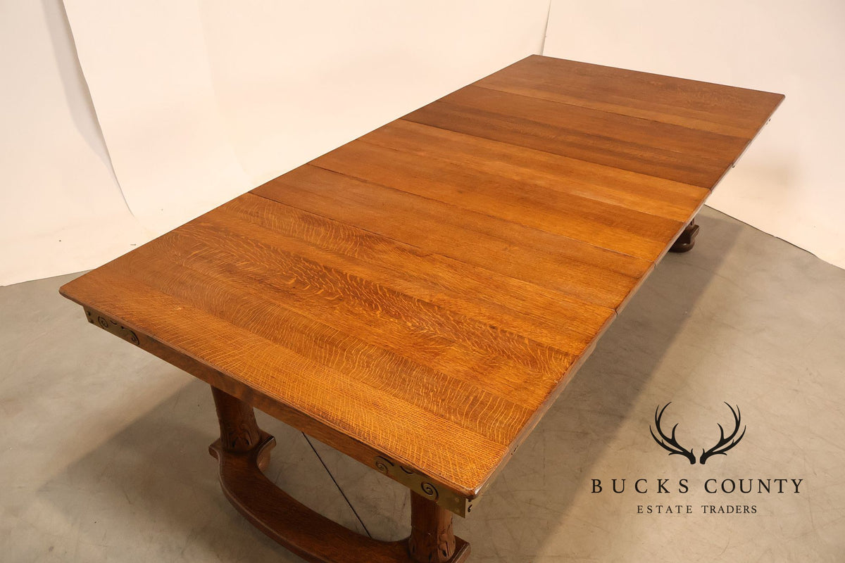 Antique Victorian Oak Expandable Dining Table