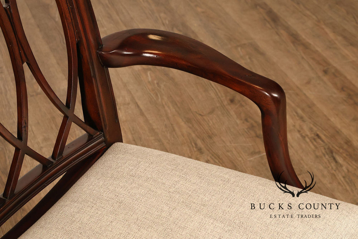 Theodore Alexander Pair Of Trellis Mahogany Dining Armchairs