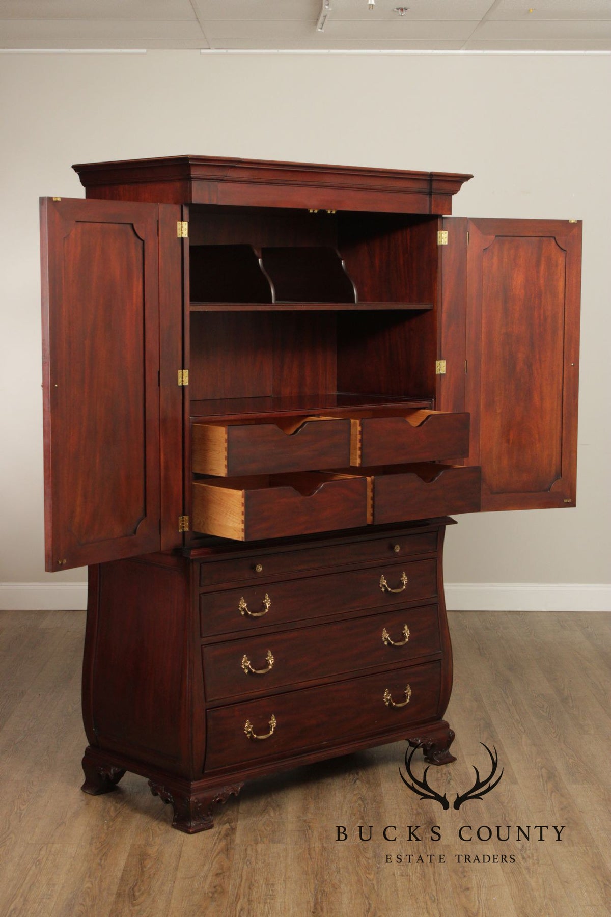 Henkel Harris Mahogany Bombe Armoire Cabinet