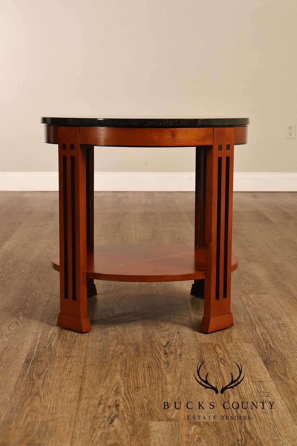 Stickley 21st Century Collection Round Cherry Granite Top Lamp Table