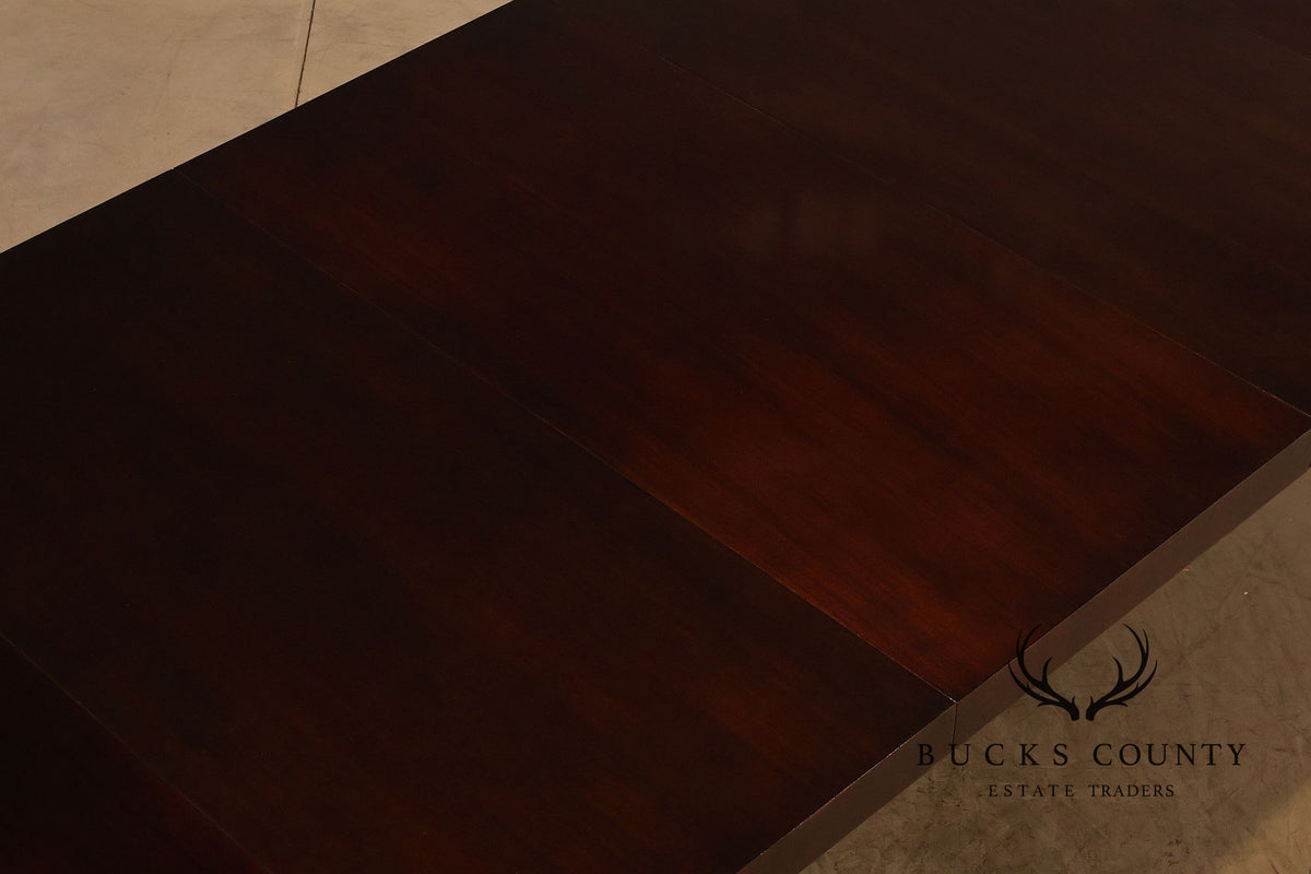 Dunbar Mid Century Modern Round Mahogany Extension Dining Table With Three Leaves