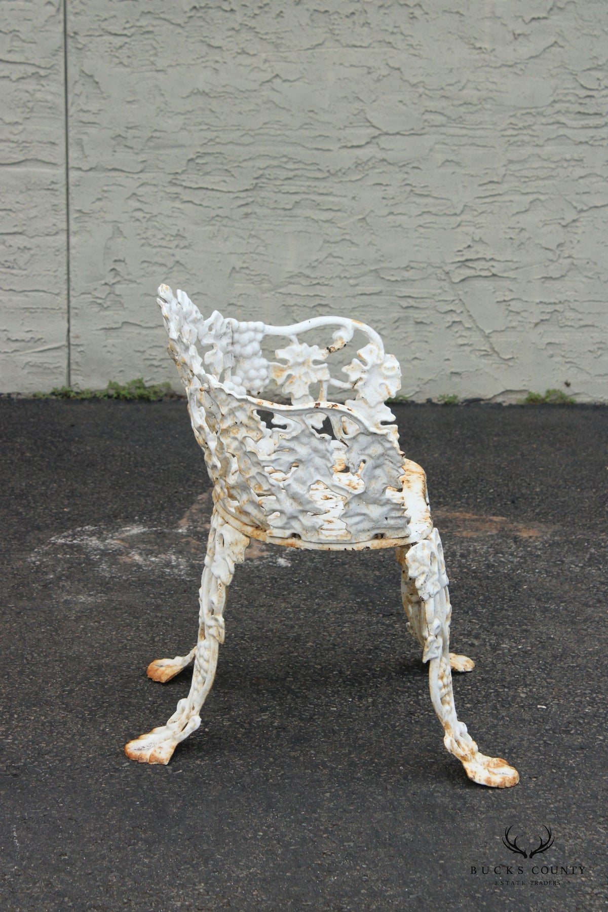 Victorian Style Pair Cast Iron Grapevine Leaves Garden Chairs