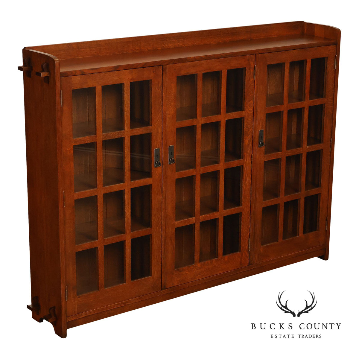 Stickley Mission Collection Oak Three-Door Bookcase