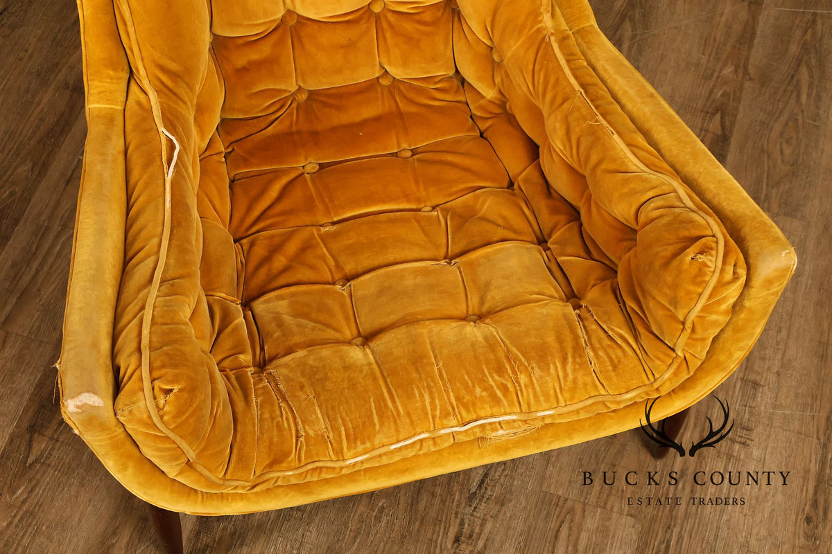 Mid Century Modern Tufted Lounge Chair and Ottoman
